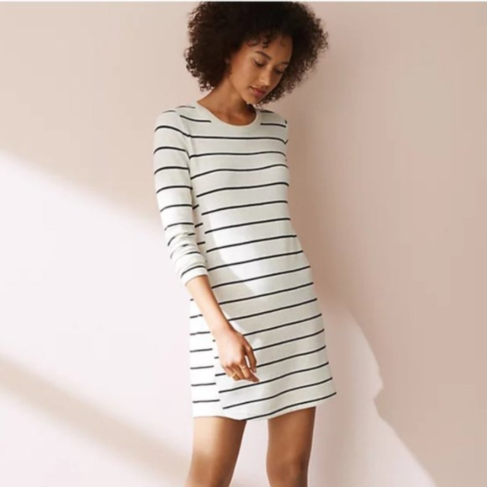 Lou & Grey Signaturesoft Stripe Mini Dress Long Sleeves H3